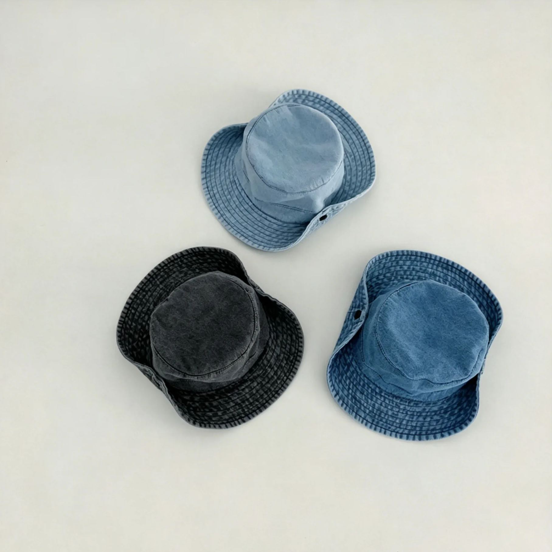 Baby Toddler Turn-up Solid Color Denim Bucket Hat