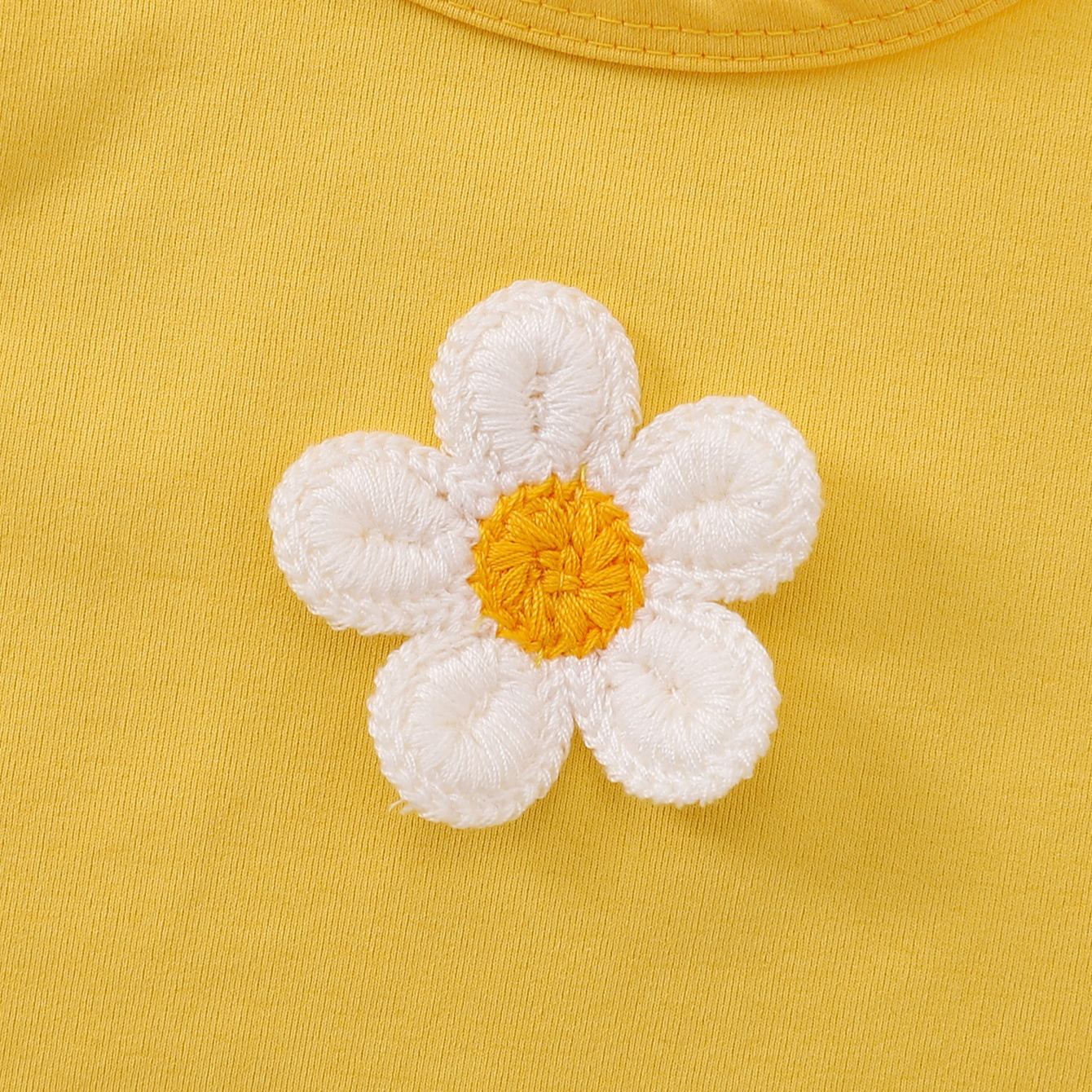 Kids Yellow Vest Flowers Top and Floral Print Denim Skirt 2-Piece Set