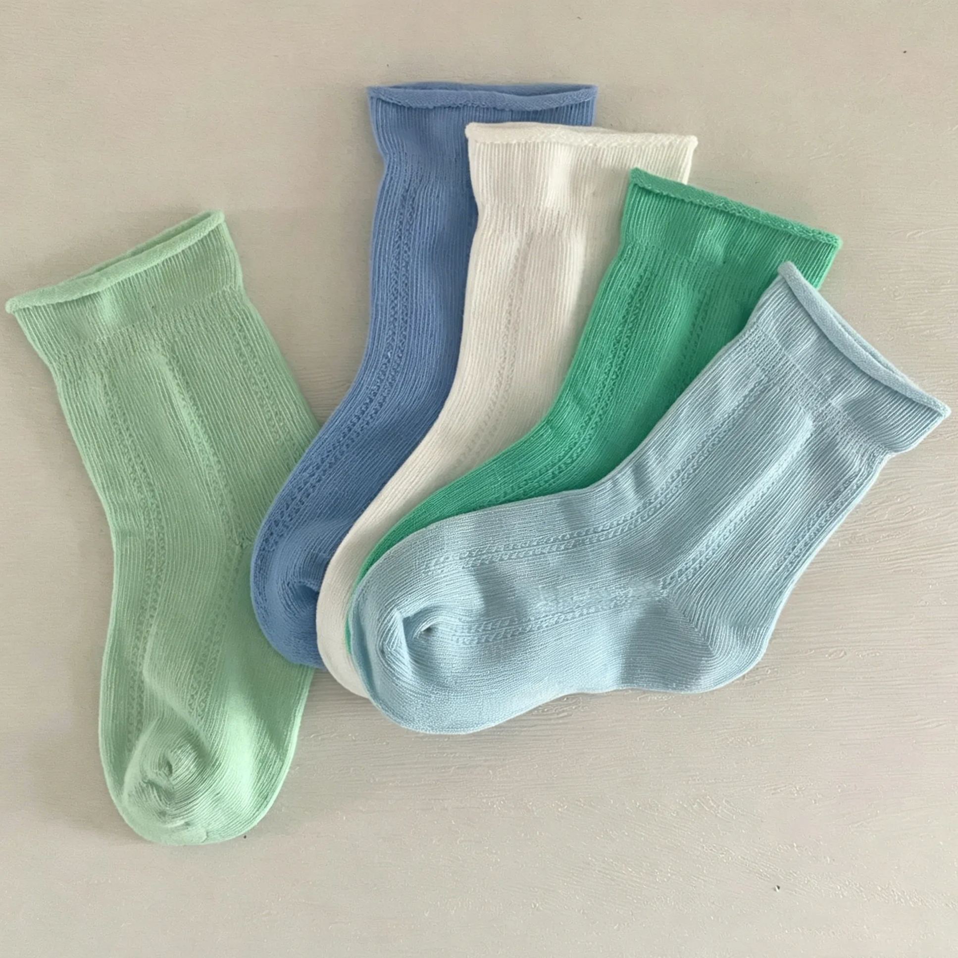 Kids Vertical Stripes Rolled-up Socks