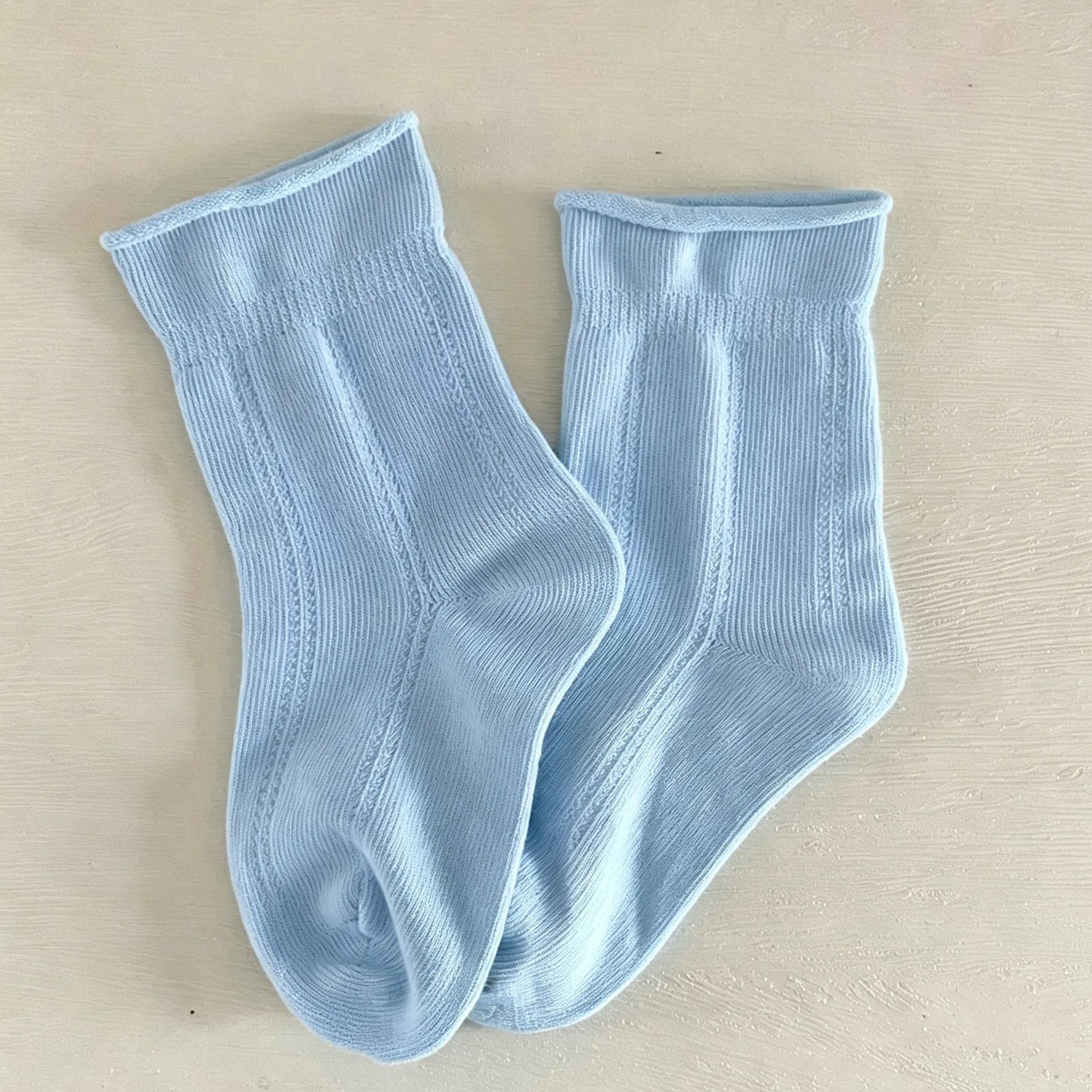 Kids Vertical Stripes Rolled-up Socks