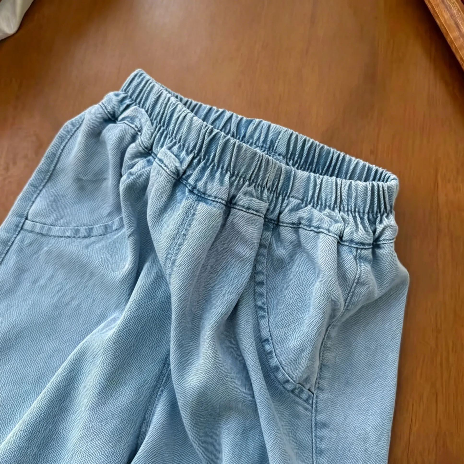 Kids Lace-Trimmed Bow Lantern Jeans