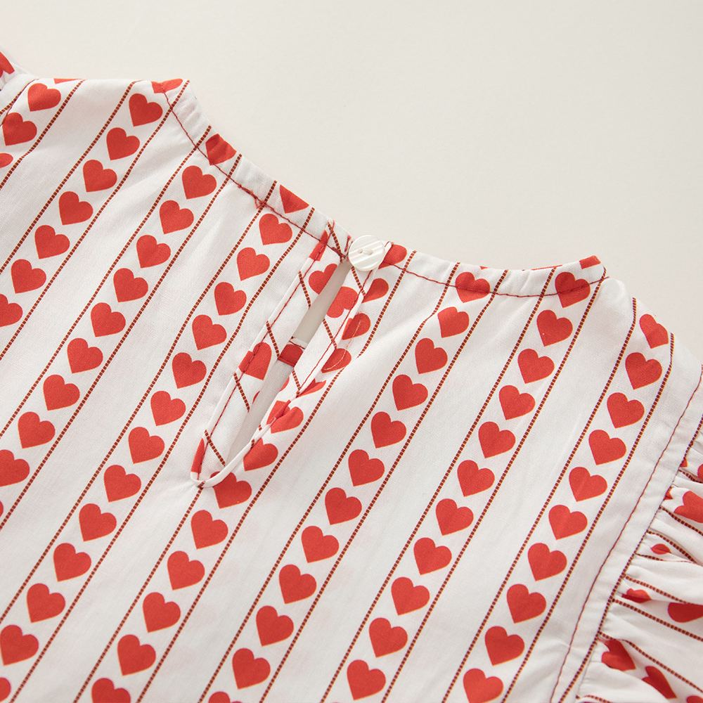 Kids Heart-Print Flutter Sleeves Dress