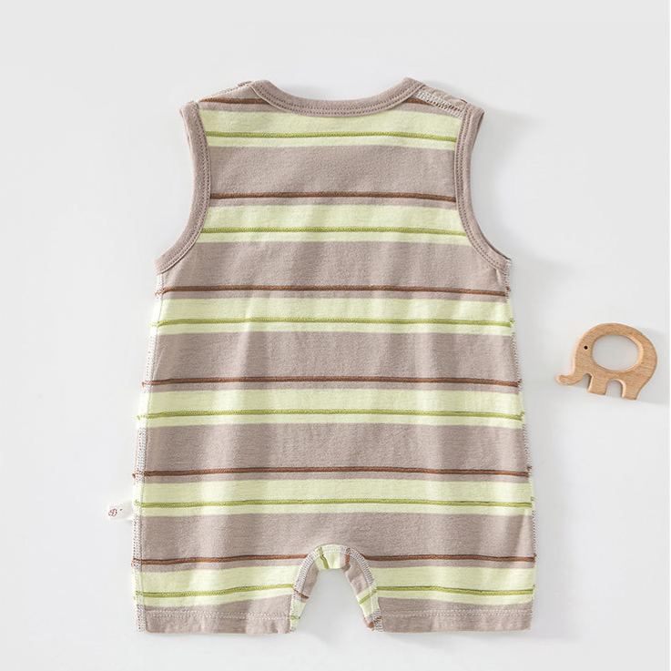 Baby Green Gray Stripes Puppy Vest Onesie