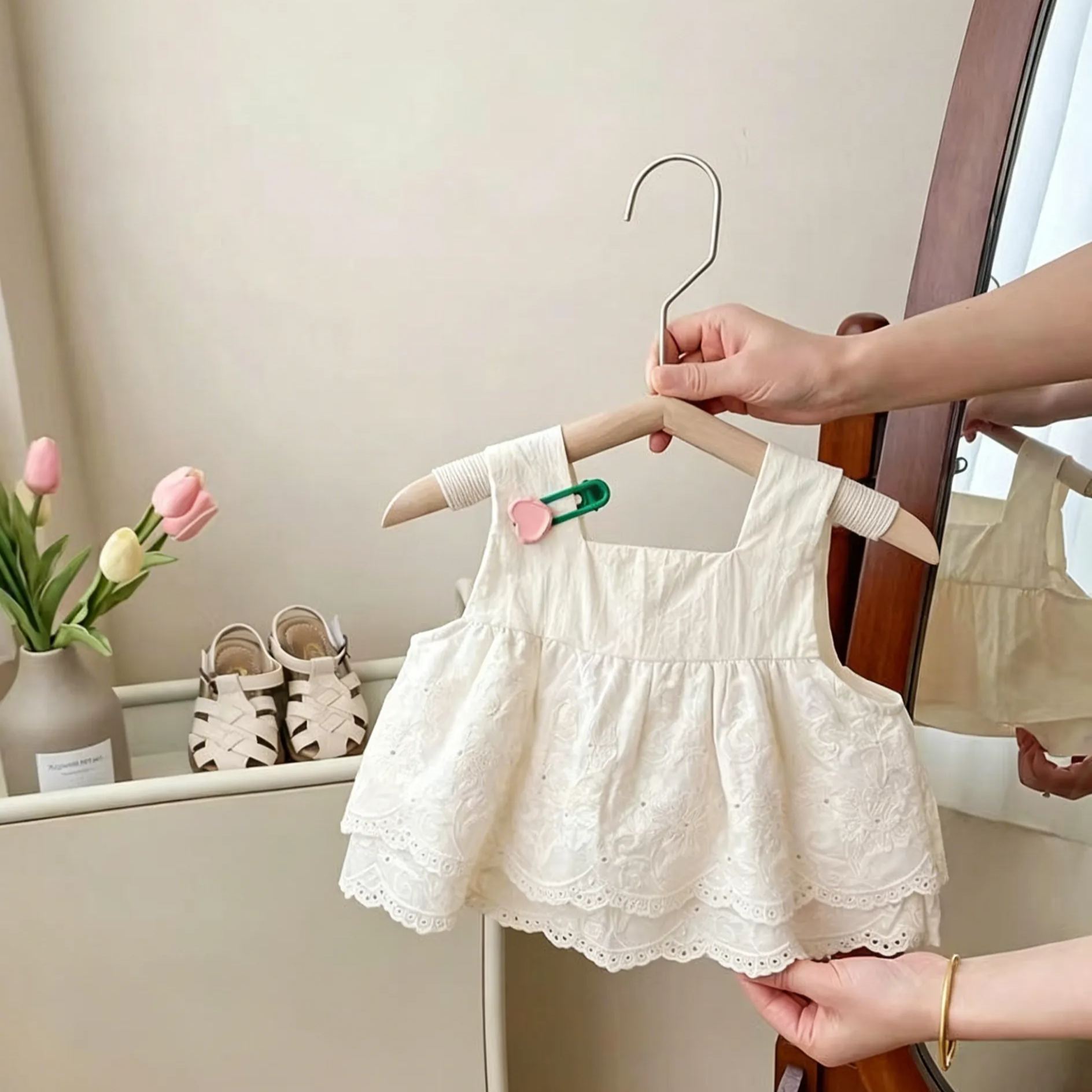 Kids Lace Ruffle Flower Vest Top and Lantern Shorts Set