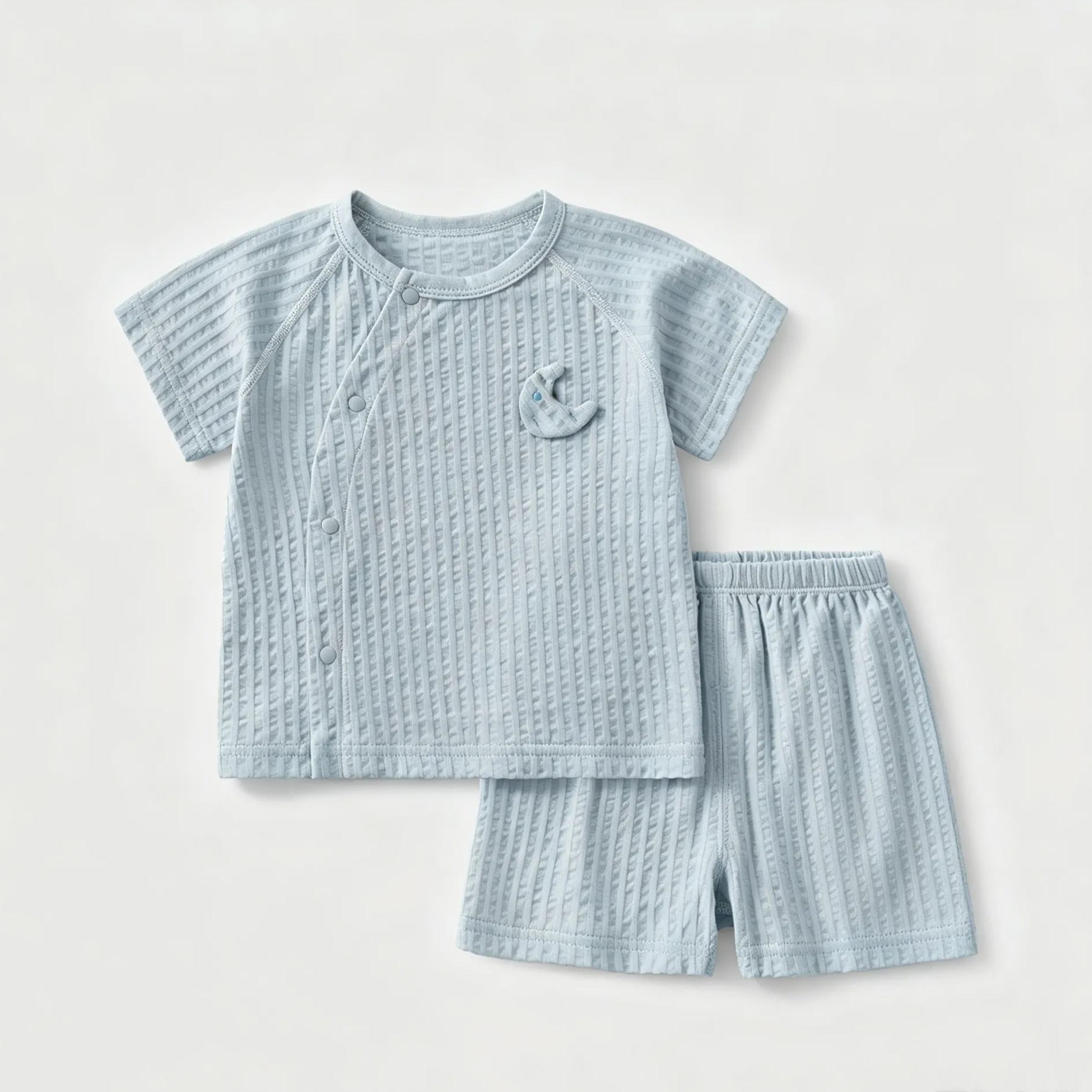 Baby Toddler Solid Color Buttons Top and Pants Set