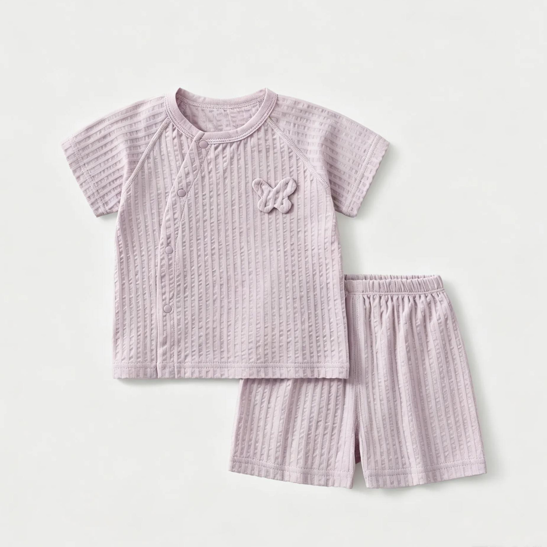 Baby Toddler Solid Color Buttons Top and Pants Set