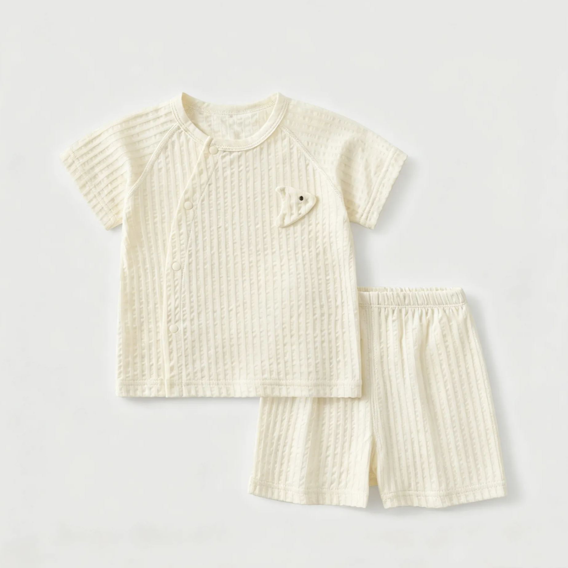 Baby Toddler Solid Color Buttons Top and Pants Set