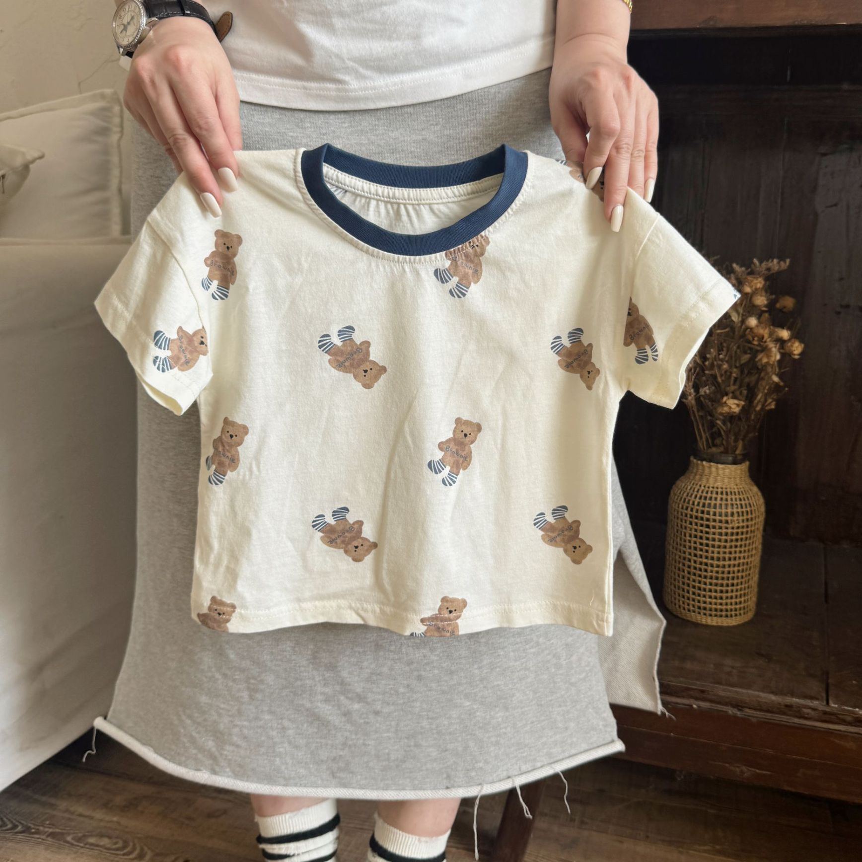 Kids Cartoon Bear Print Top