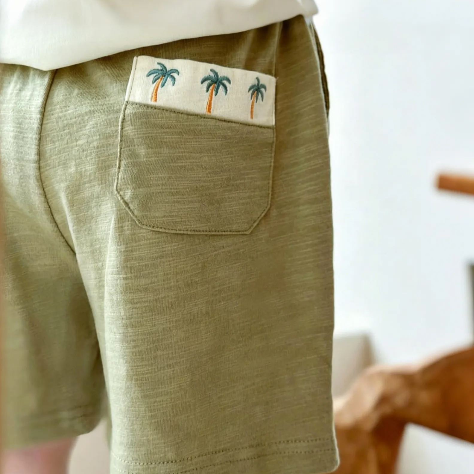 Baby& Kid Coconut Tree Embroidery Short Pants