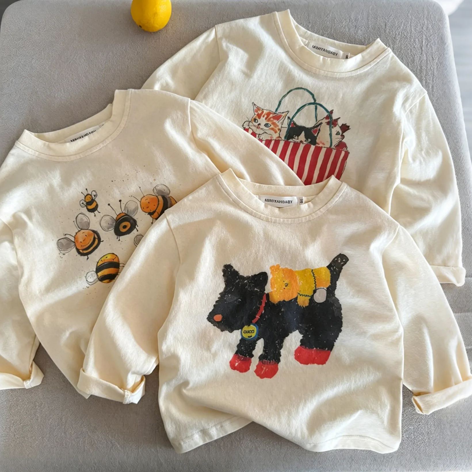 Kids Cartoon Animal Prints Long Sleeves Top