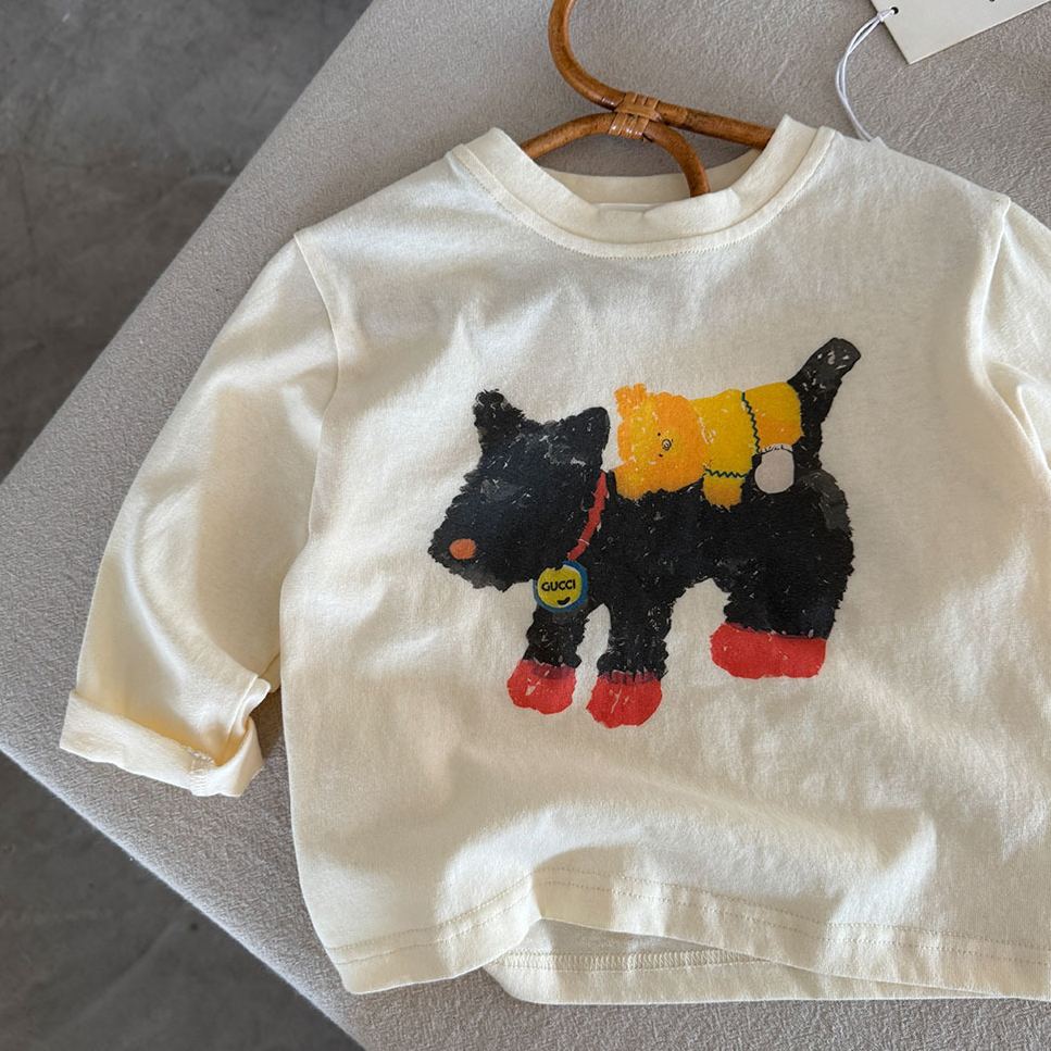 Kids Cartoon Animal Prints Long Sleeves Top