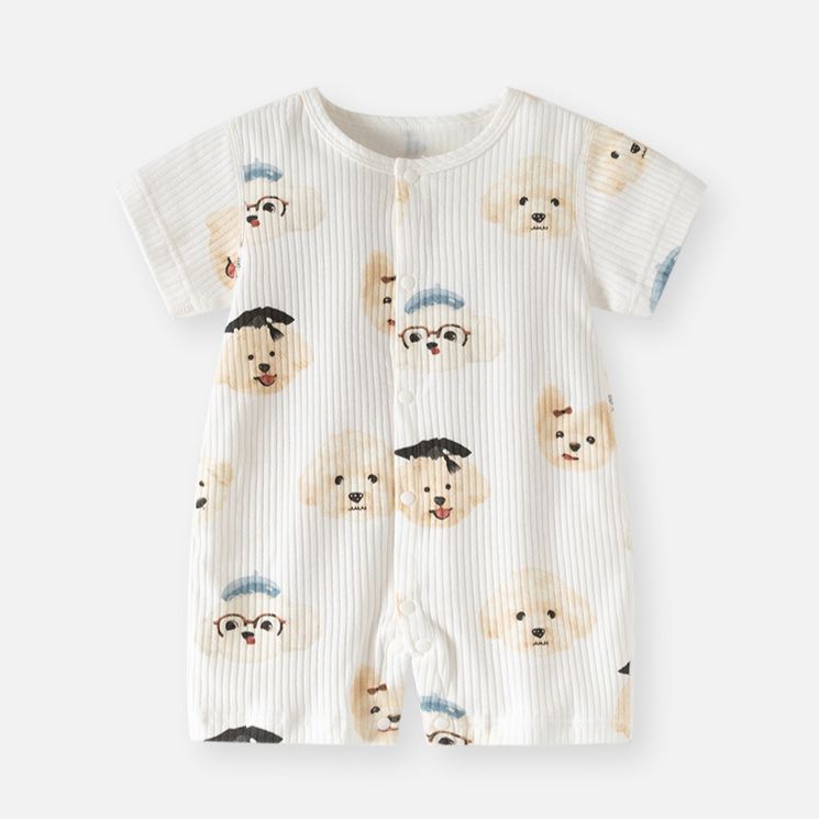 Baby Curly-Haired Puppy Stripe Onesie