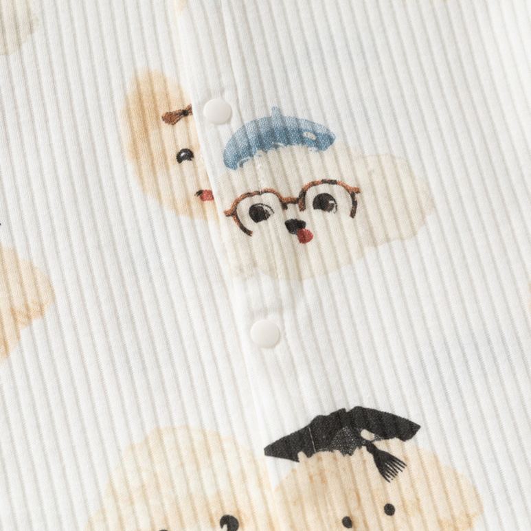 Baby Curly-Haired Puppy Stripe Onesie