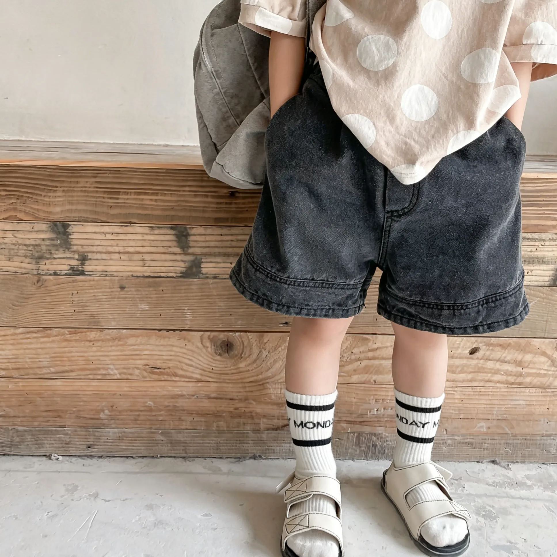 Kids Solid Color Short Jeans