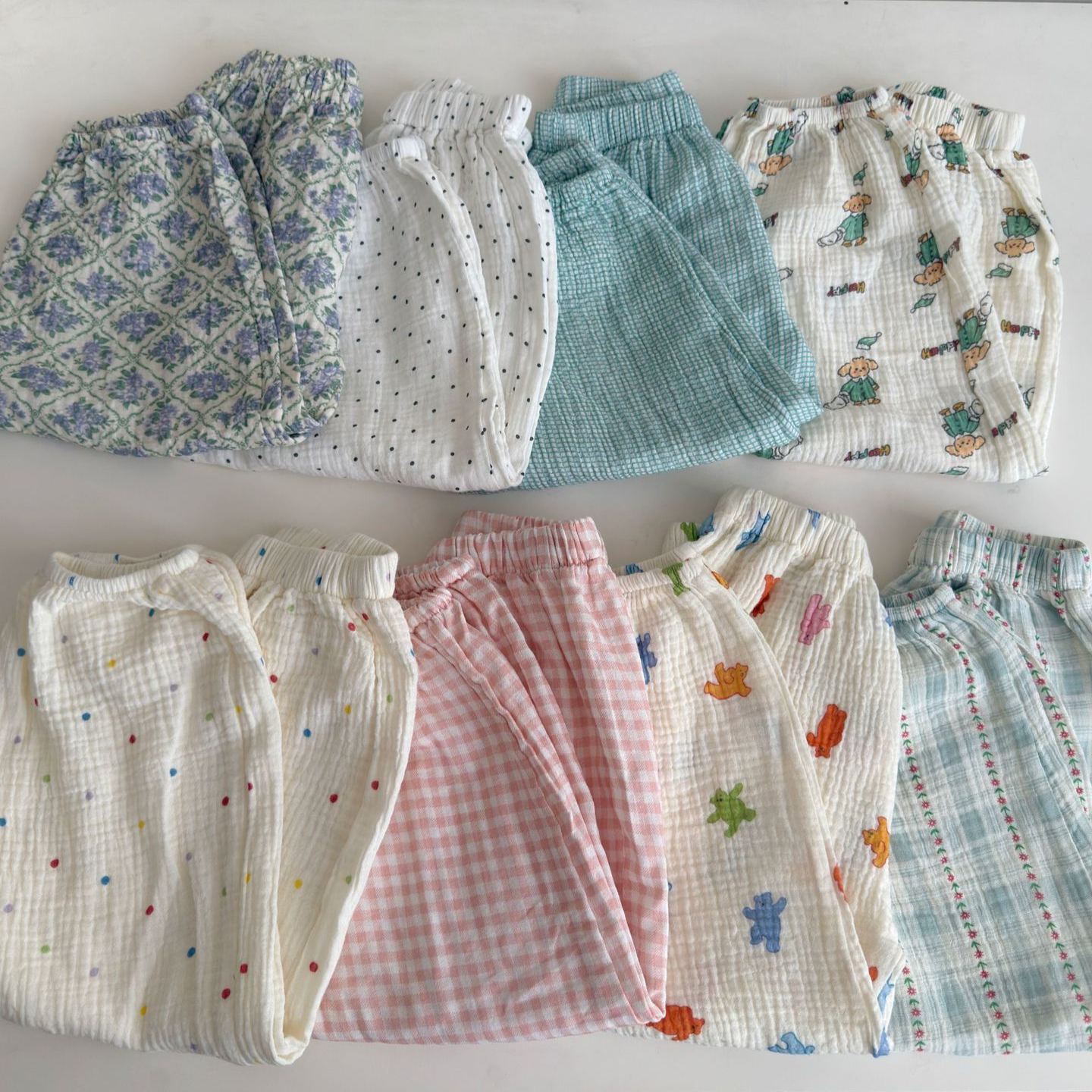 Kids Floral Polka Dot Plaid Cartoon Pants
