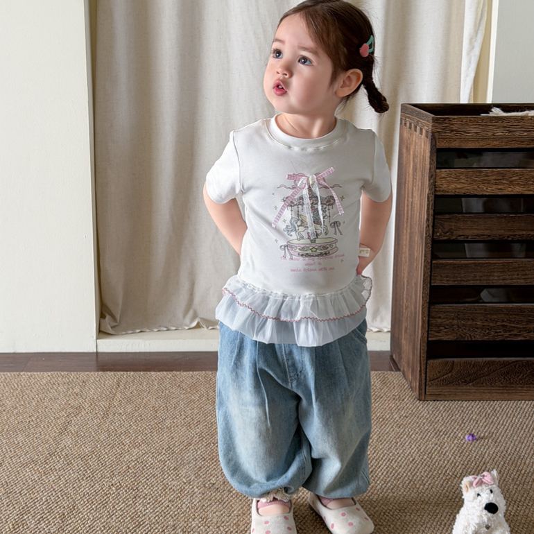 Baby Toddler Lace Trim Jogger Jeans