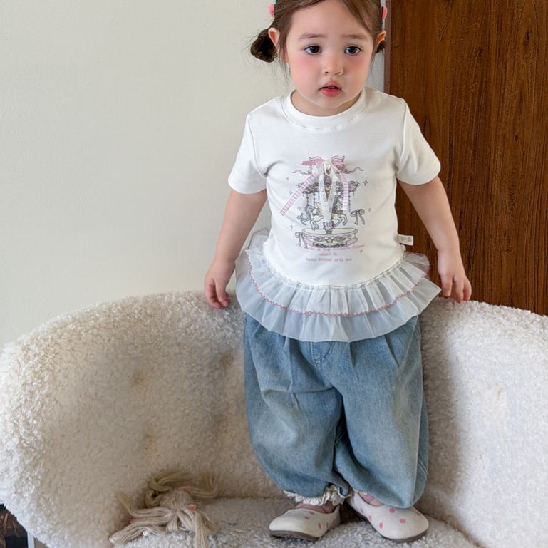 Baby Toddler Lace Trim Jogger Jeans
