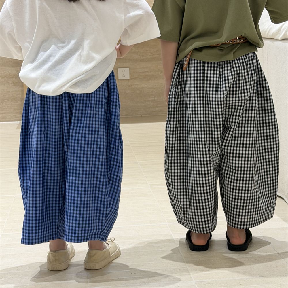 Kids Checkered Wide-Leg Pants