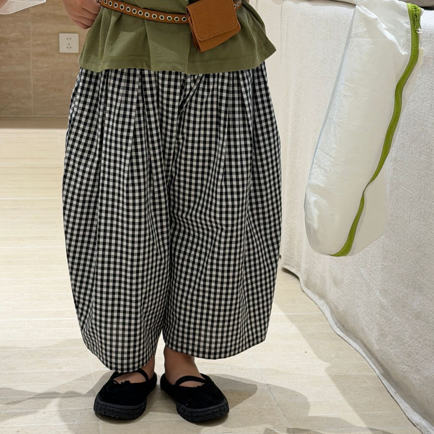 Kids Checkered Wide-Leg Pants