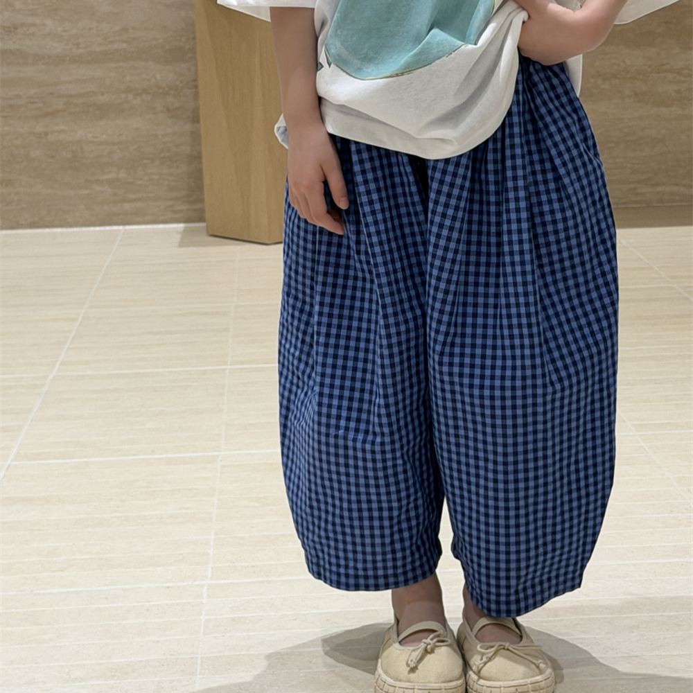 Kids Checkered Wide-Leg Pants