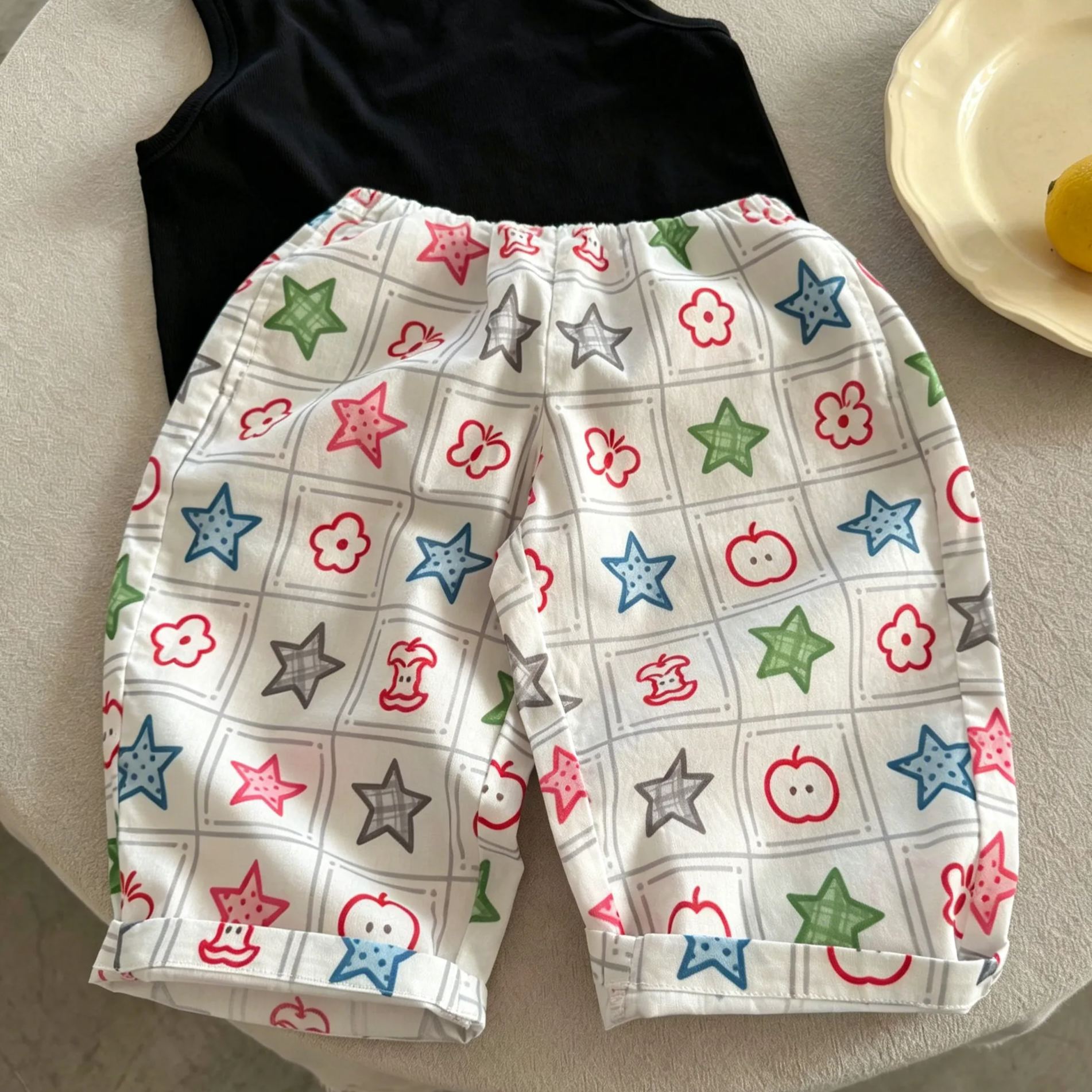 Kids Stars Apple Pattern Full Print Pants