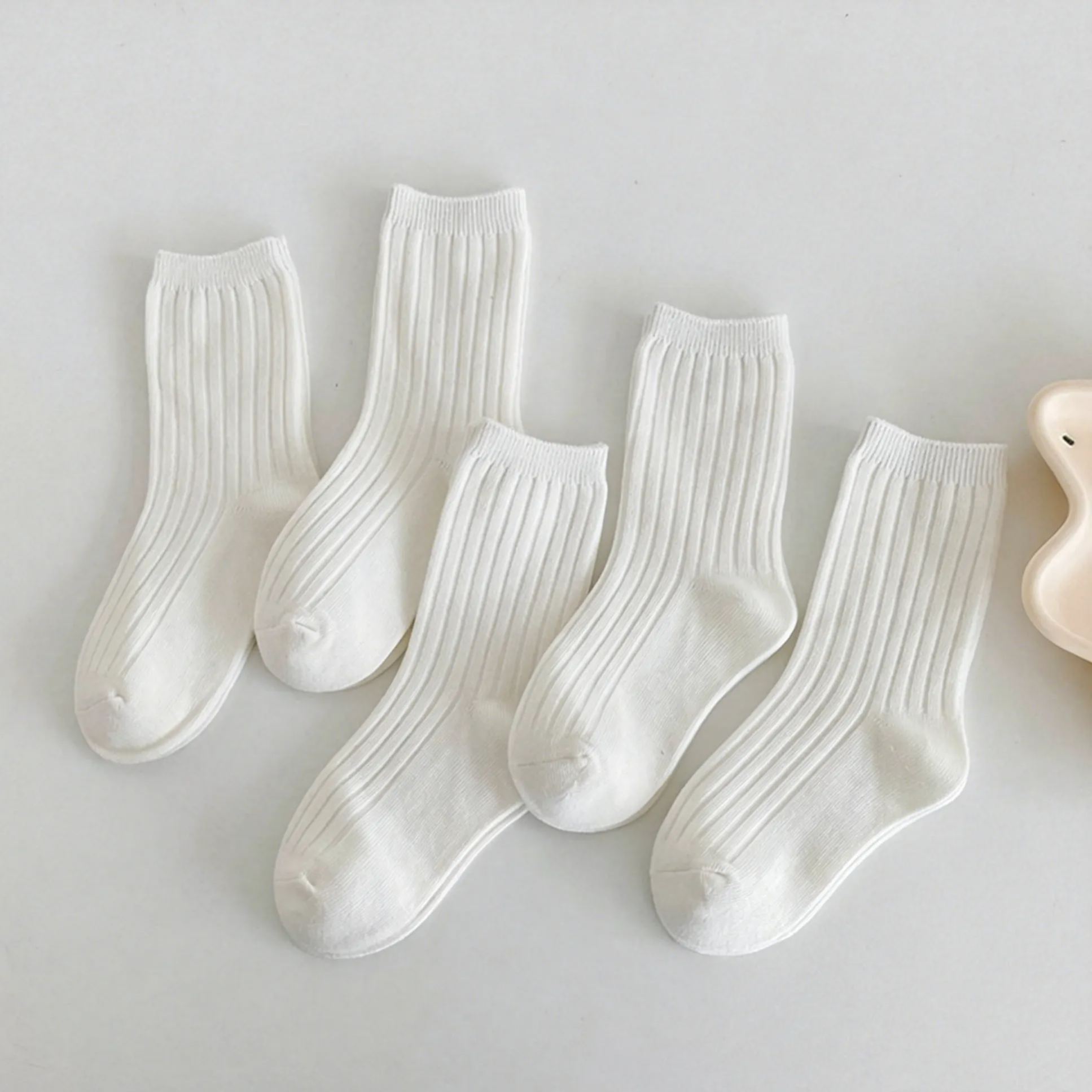 Kids Solid White Stripe Socks