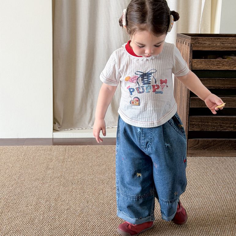 Baby& Kid Small Pony Embroidered Jeans