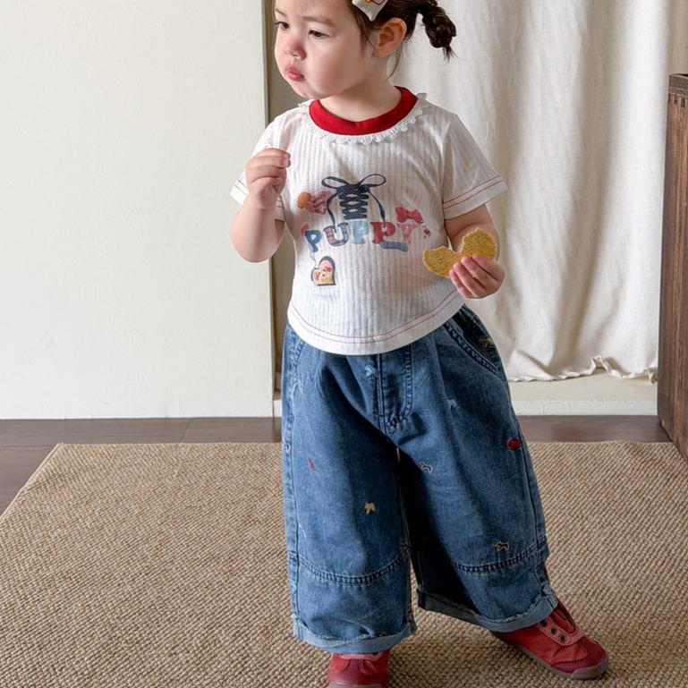 Baby& Kid Small Pony Embroidered Jeans