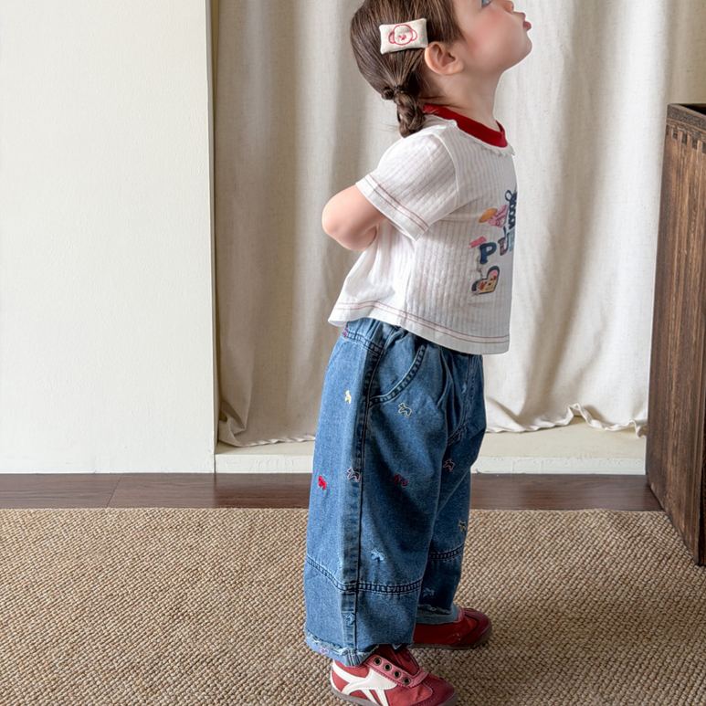 Baby& Kid Small Pony Embroidered Jeans
