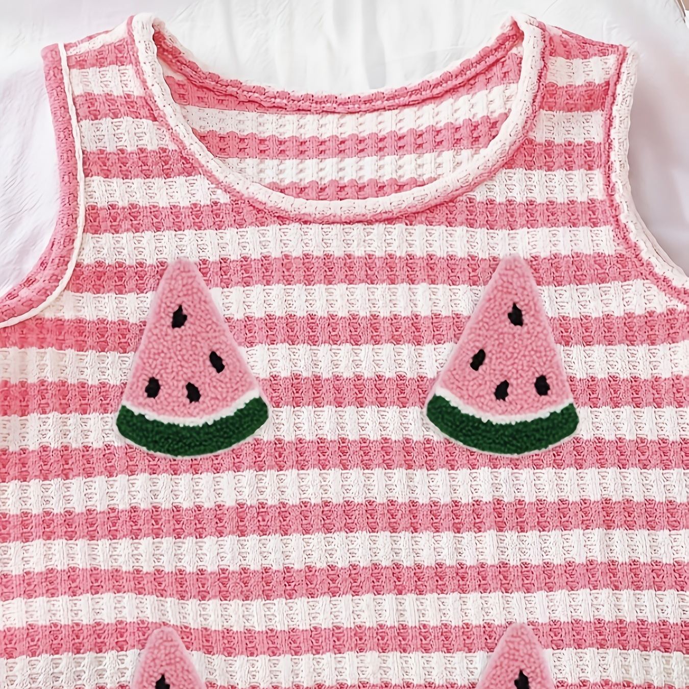 Baby Pink Watermelon Stripe Vest Top and Short Pants Set