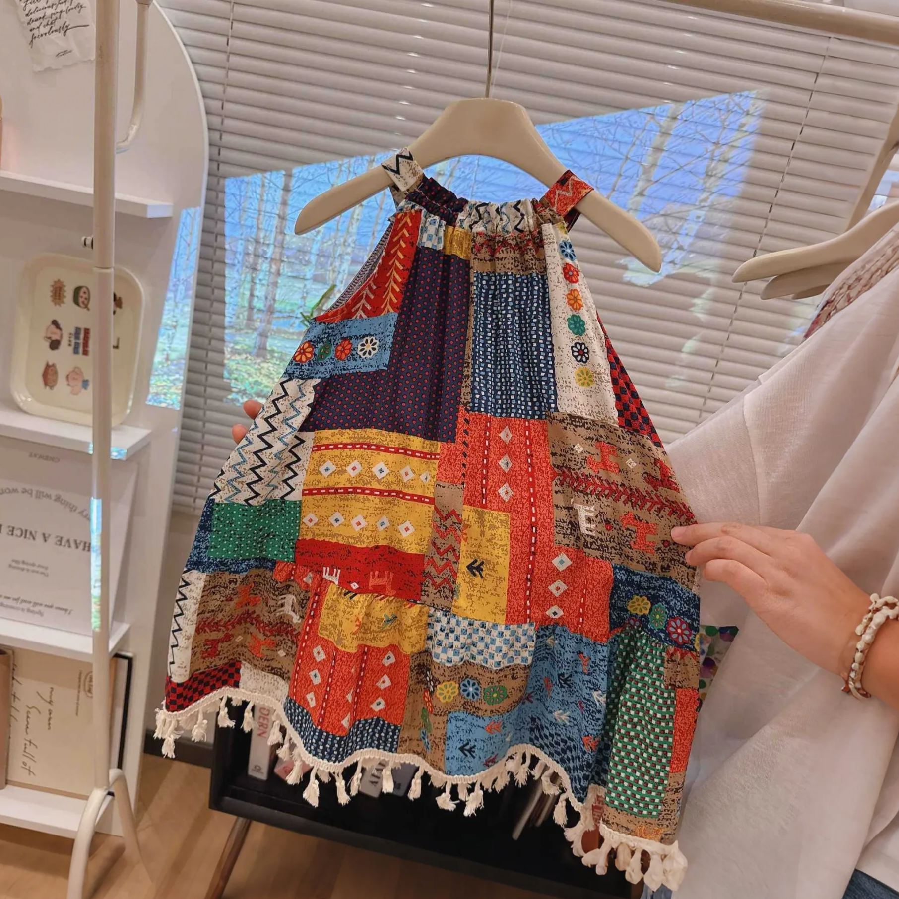 Kids Patchwork Floral Print Vest Dress