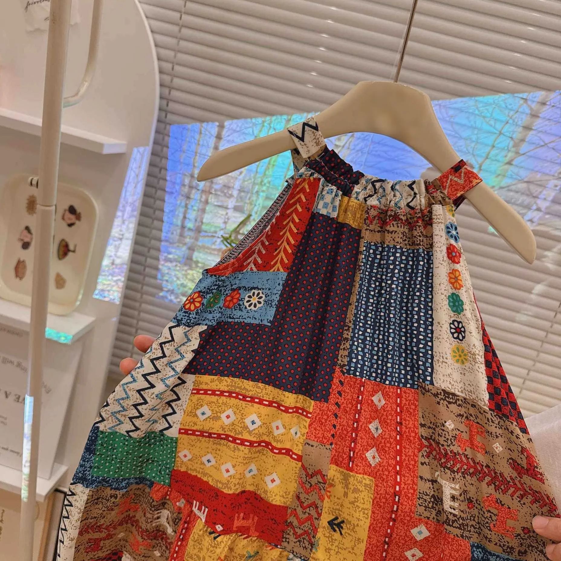 Kids Patchwork Floral Print Vest Dress