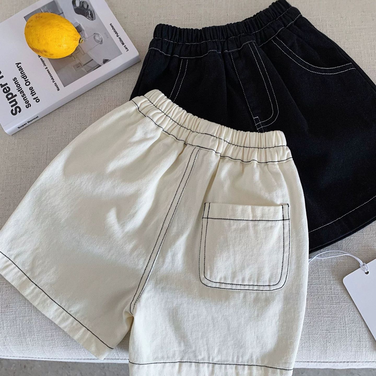 Kids Solid Color Denim Shorts