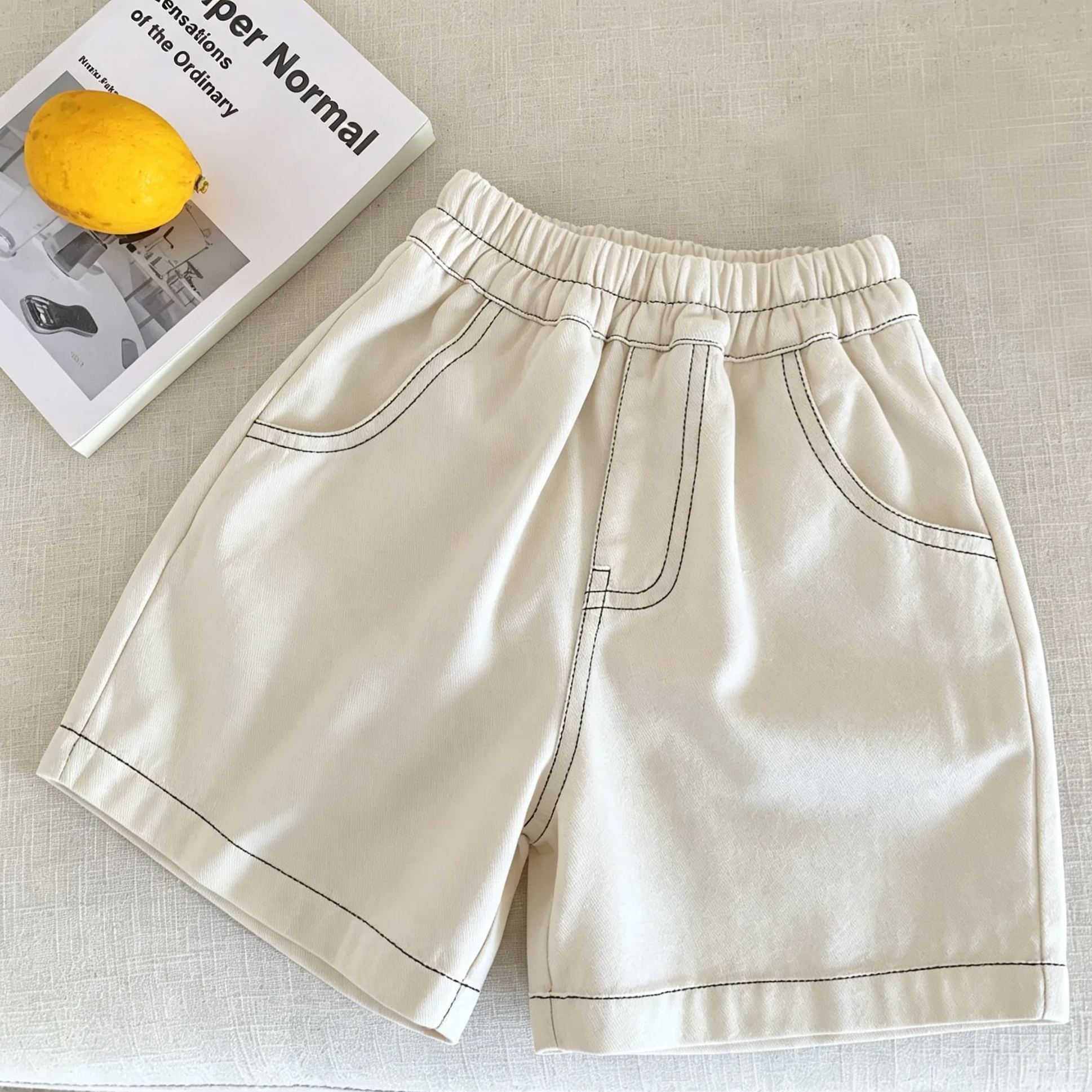 Kids Solid Color Denim Shorts