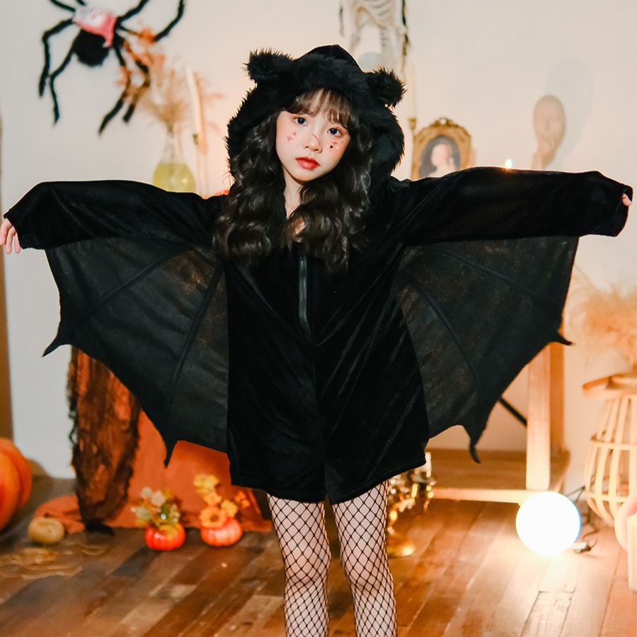 Kids Halloween Bat Cape Hood Set