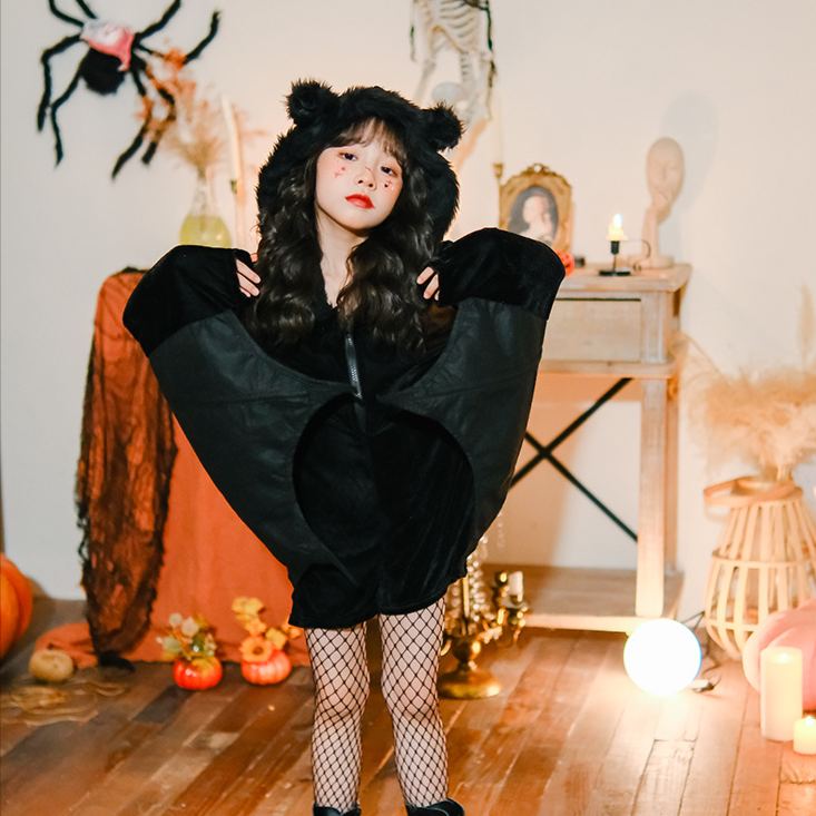 Kids Halloween Bat Cape Hood Set