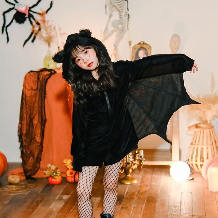 Kids Halloween Bat Cape Hood Set