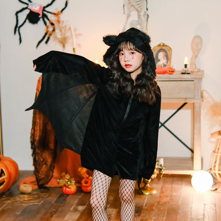 Kids Halloween Bat Cape Hood Set