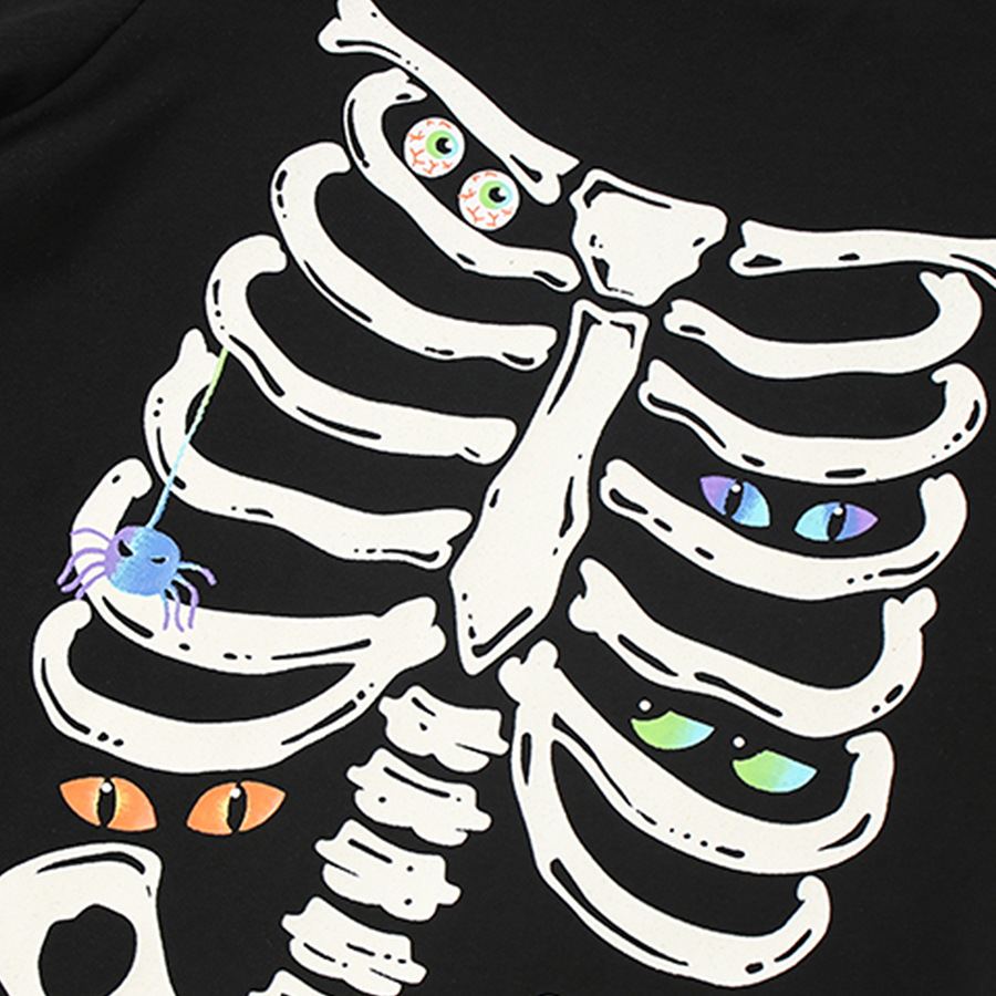 Kids Halloween Glow Dark Skull Long Sleeves Top and Pants Set