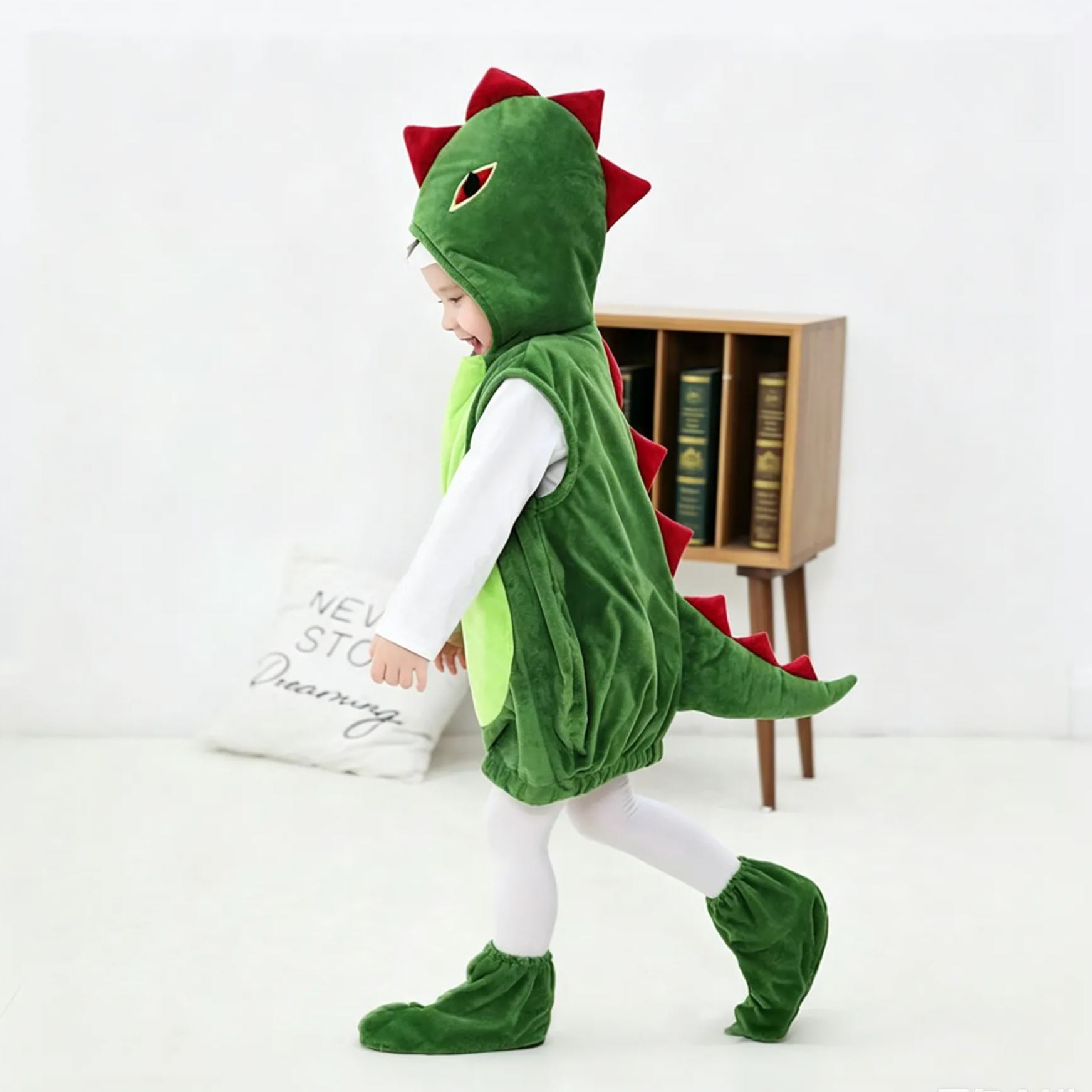 Kids Green Dinosaur Halloween Jumpsuit Set