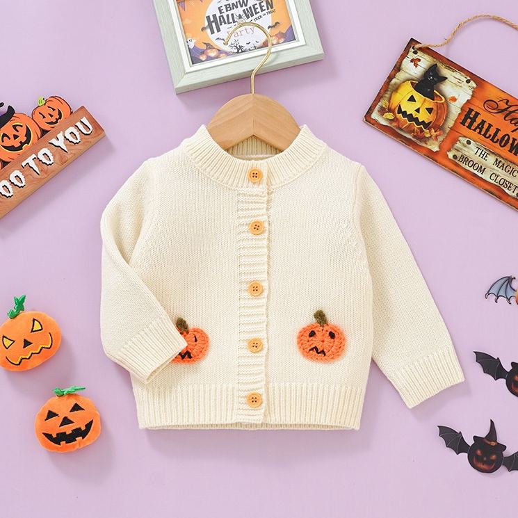 Baby Toddler Halloween Pumpkin Sweater Cardigan