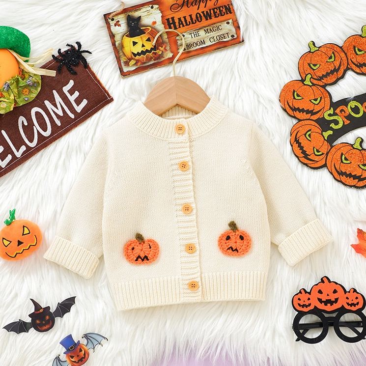 Baby Toddler Halloween Pumpkin Sweater Cardigan