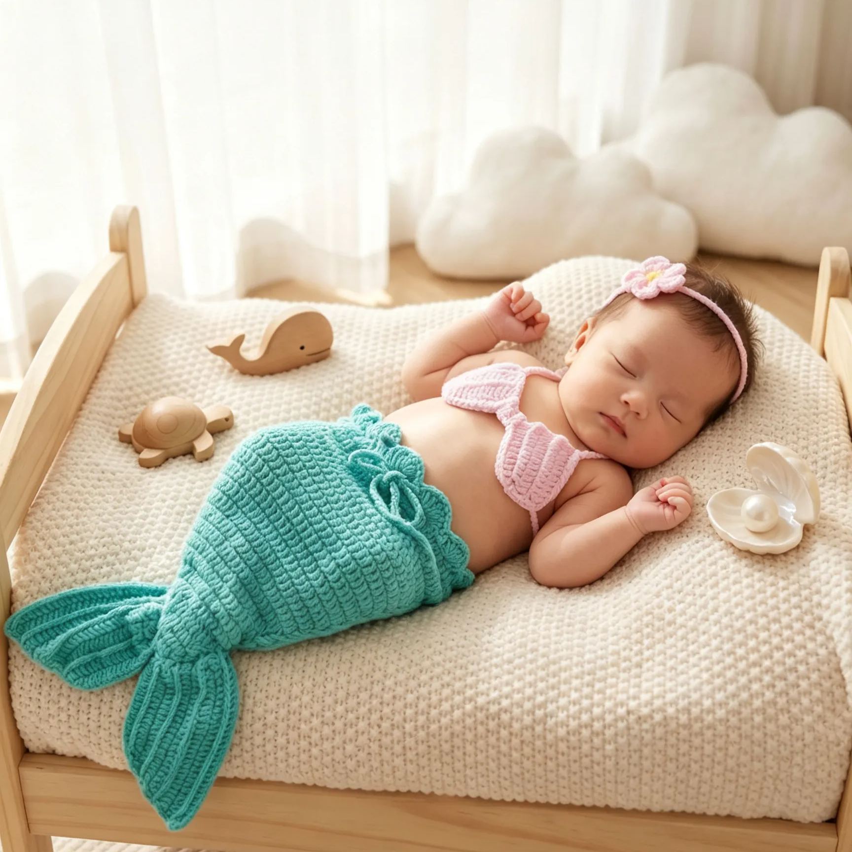 Baby Newborn Knitted Mermaid 3-piece set
