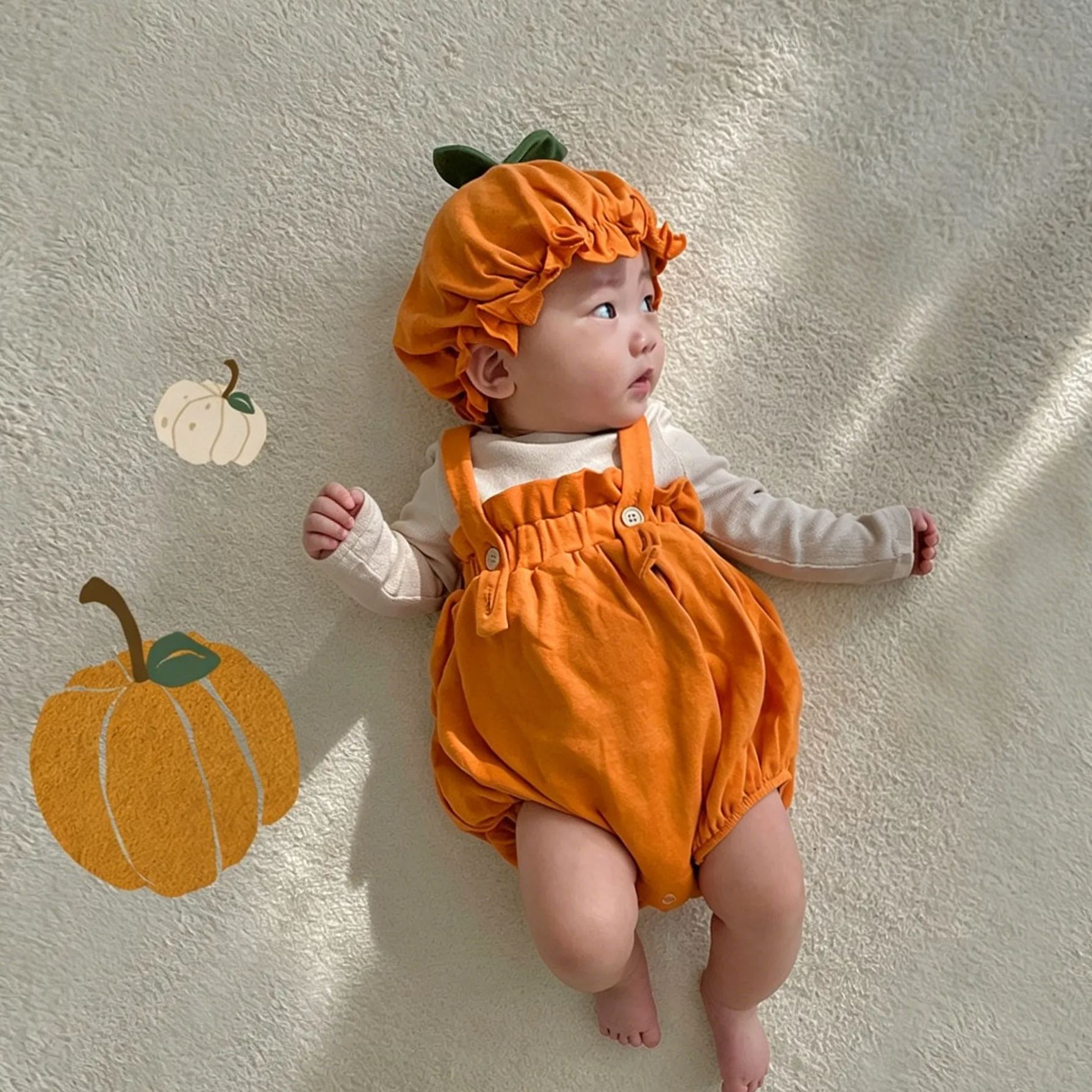 Bbay Halloween Pumpkin Onesie and Hat