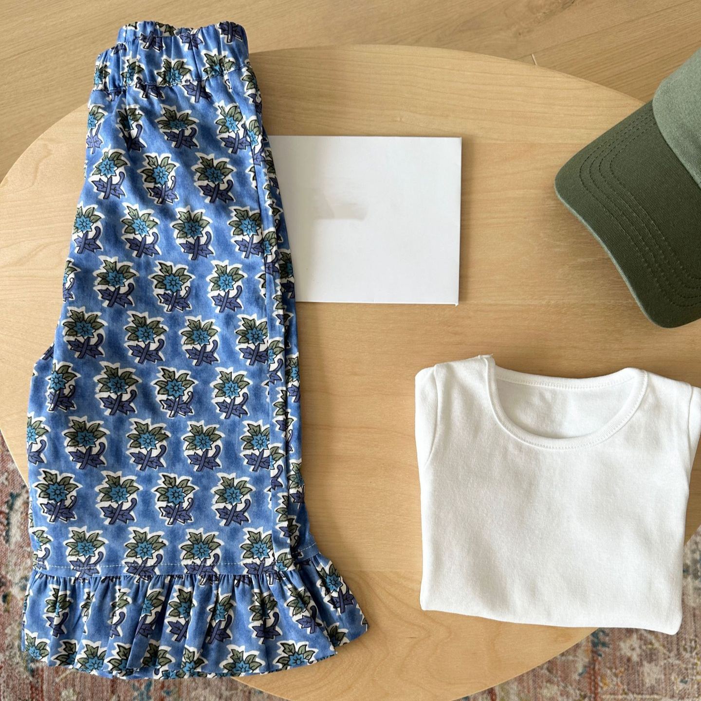 Kids Floral Lace-Trimmed Trouser Hem Pants