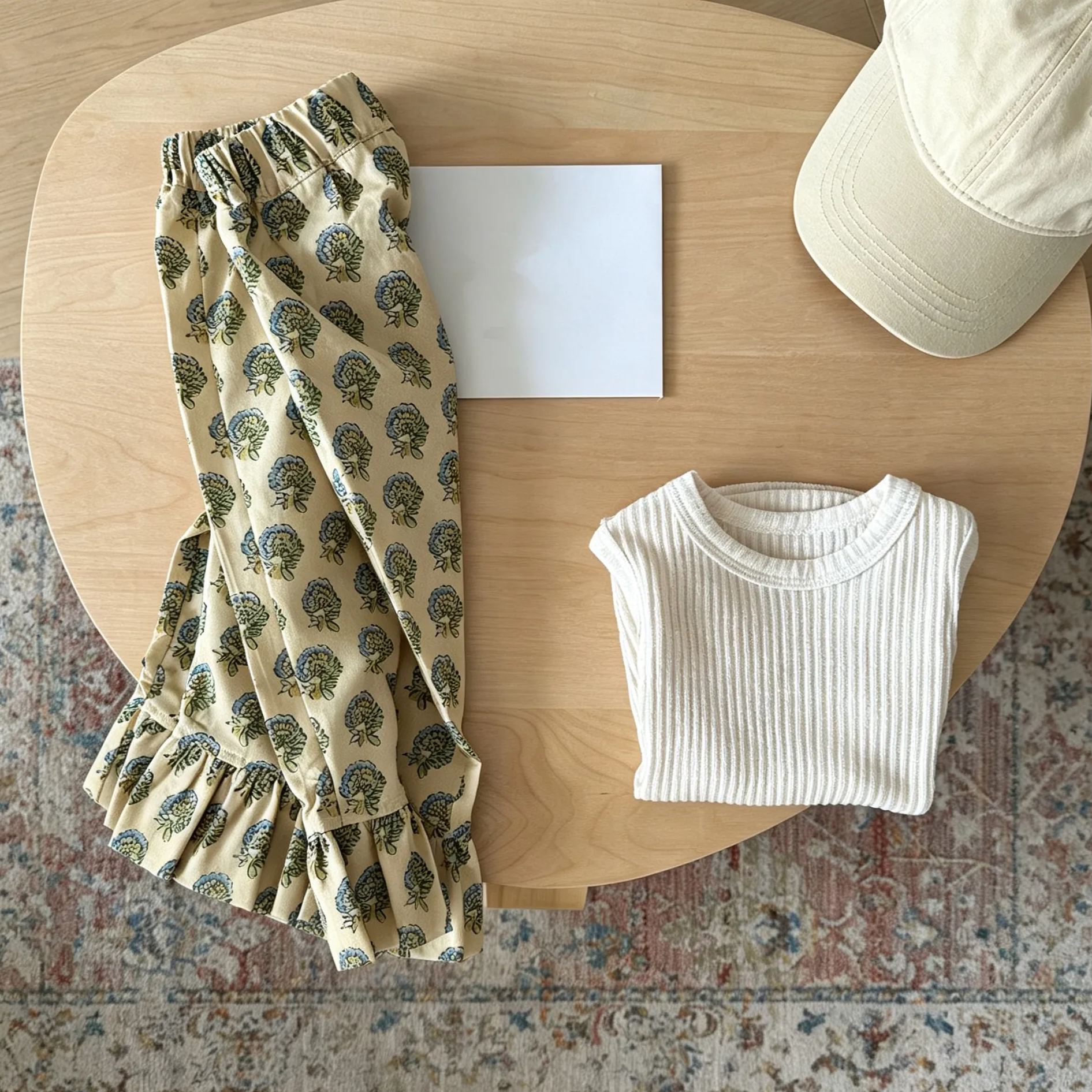 Kids Floral Lace-Trimmed Trouser Hem Pants