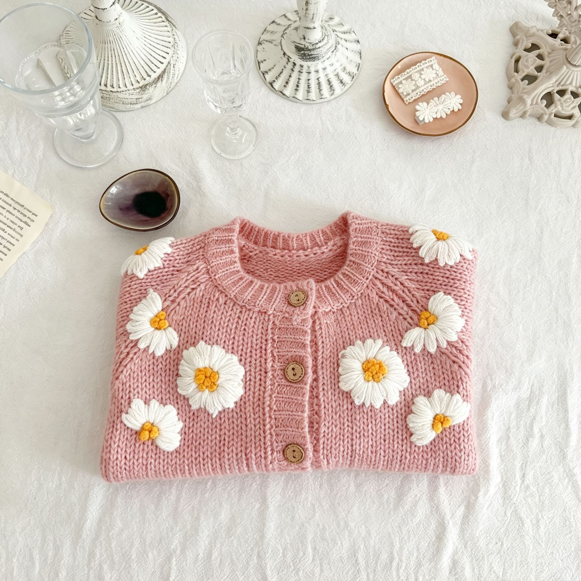 Baby Embroidered Daisy Cardigan Sweater