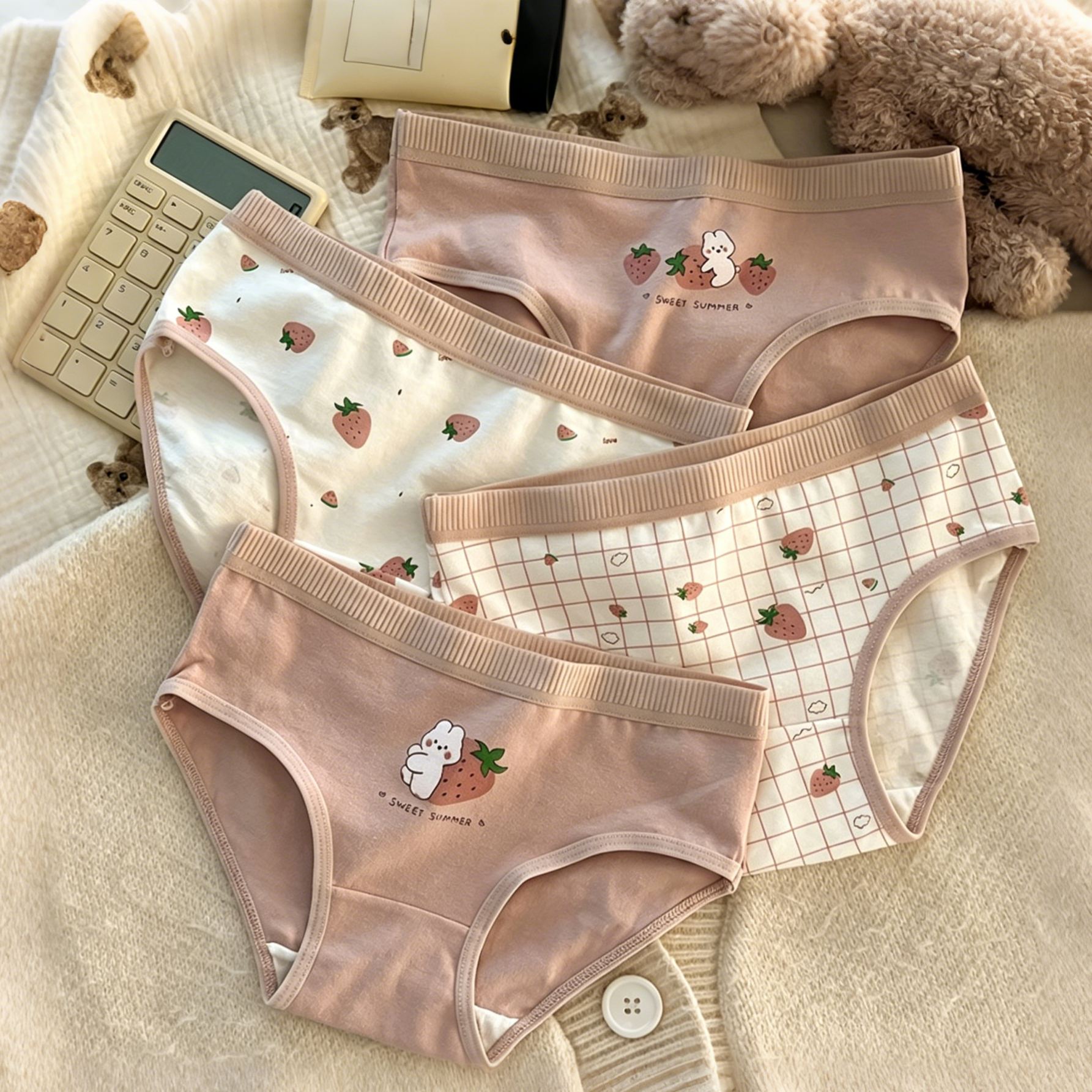 Kids Cute Cartoon Strawberry Rabbit Briefs