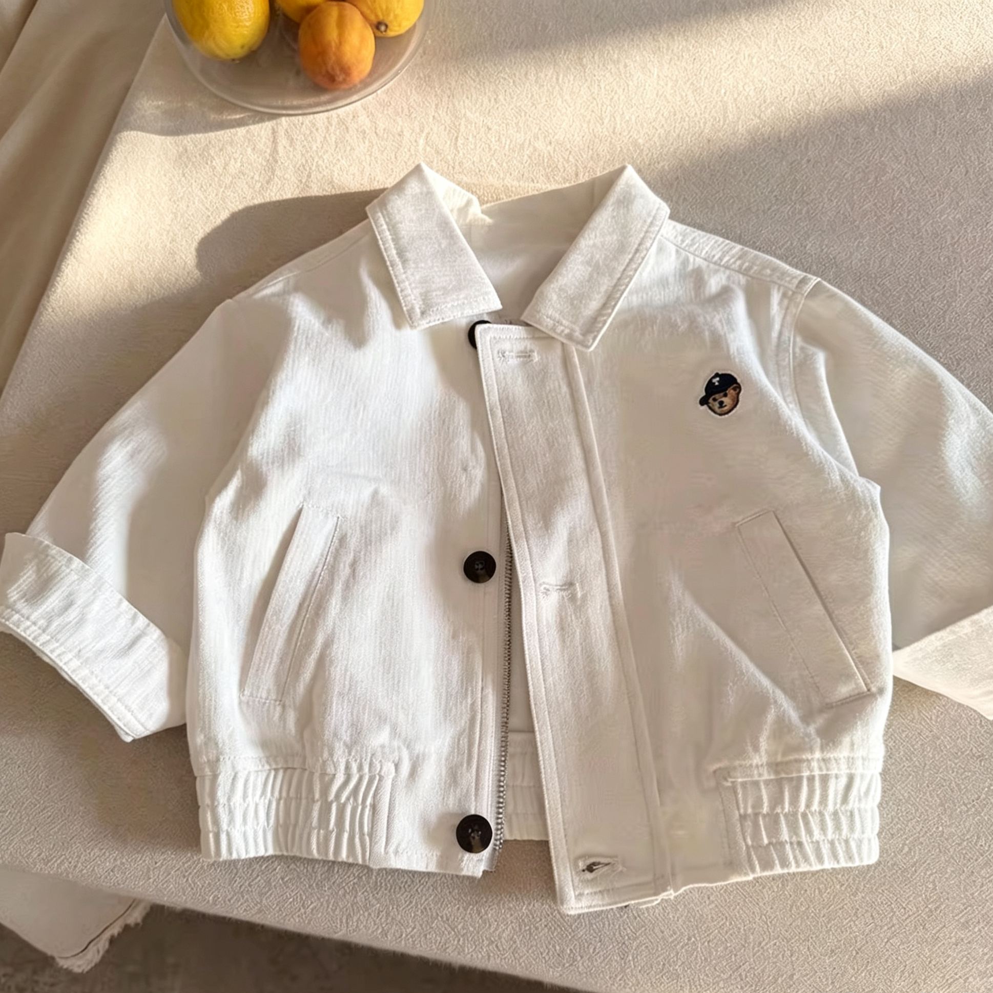 Kids Solid Color Cartoon Bear Outerwear