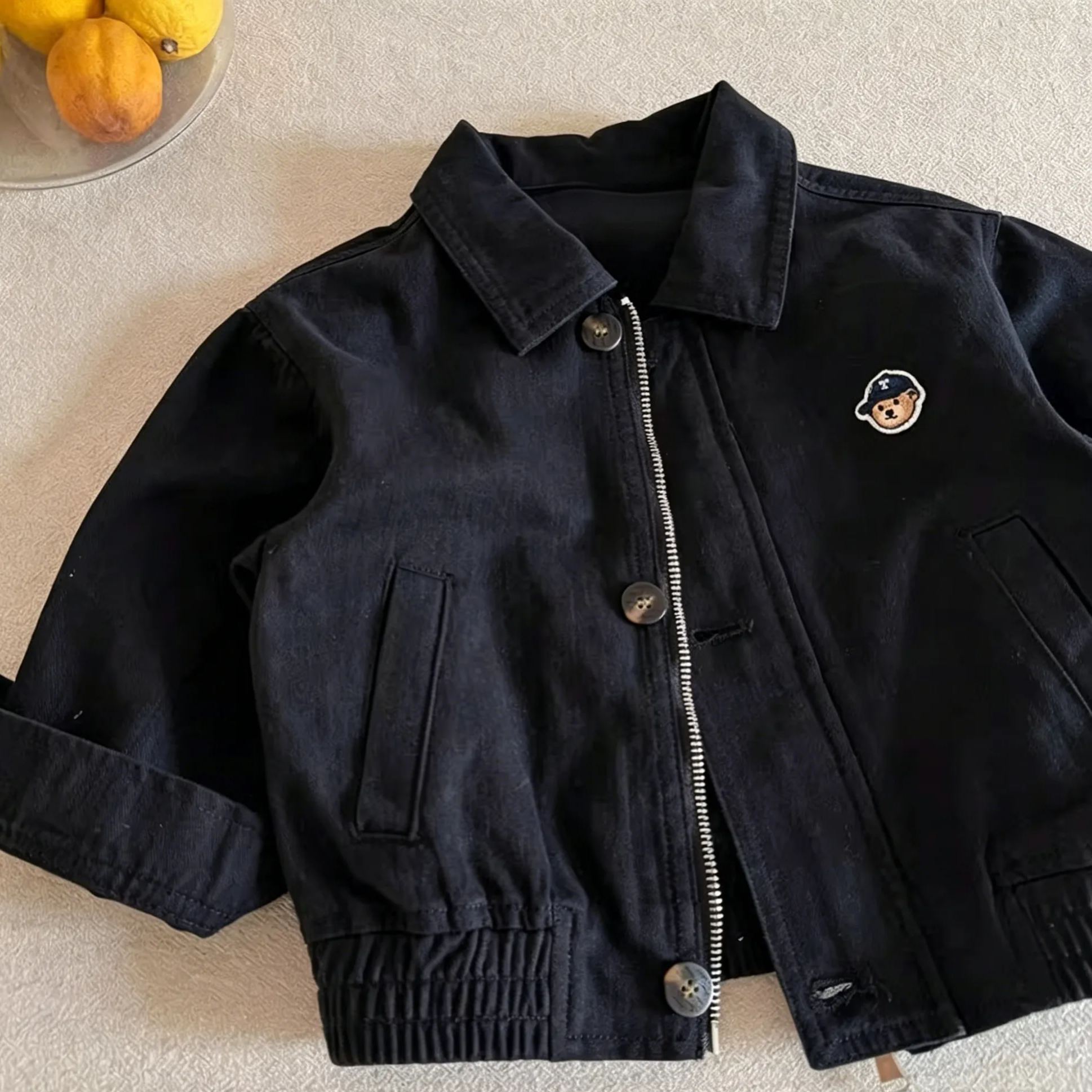 Kids Solid Color Cartoon Bear Outerwear
